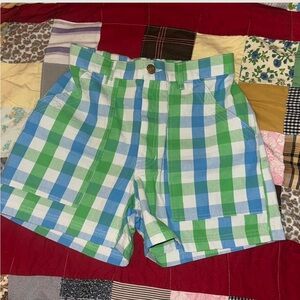SMALL Big Bud Press Blue/Green/White Gingham Work Shorts